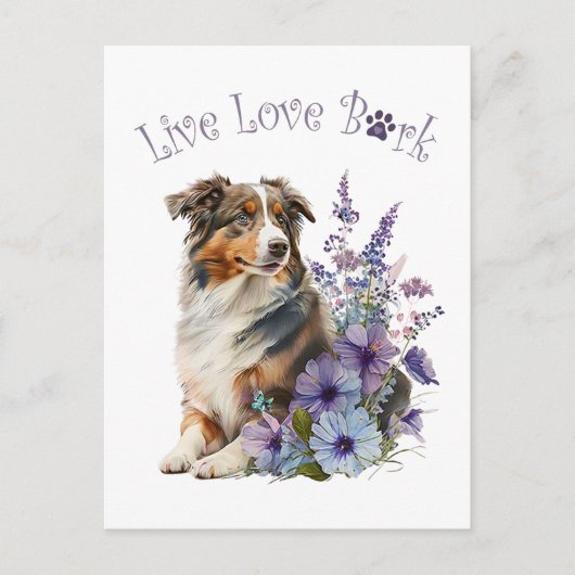 Australian Shepherd Dog Mama Floral Postkarte (Vorderseite)