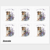 Australian Shepherd Dog Mama Floral Quadratischer Aufkleber (Blatt)