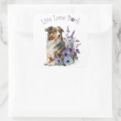 Australian Shepherd Dog Mama Floral Quadratischer Aufkleber (Tasche)
