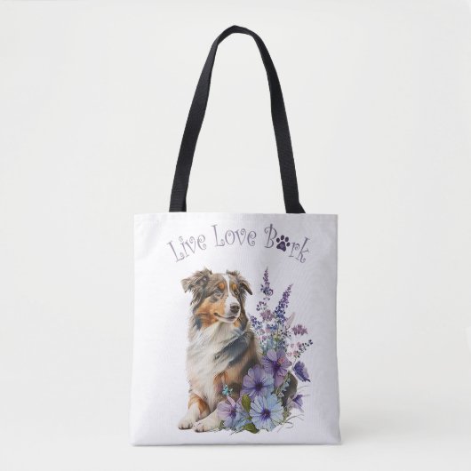 Australian Shepherd Dog Mama Floral Tasche (Vorderseite)