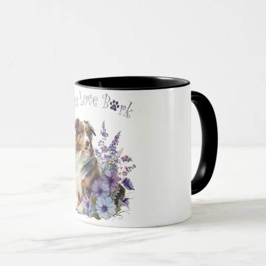 Australian Shepherd Dog Mama Floral Tasse (VorderseiteRechts)