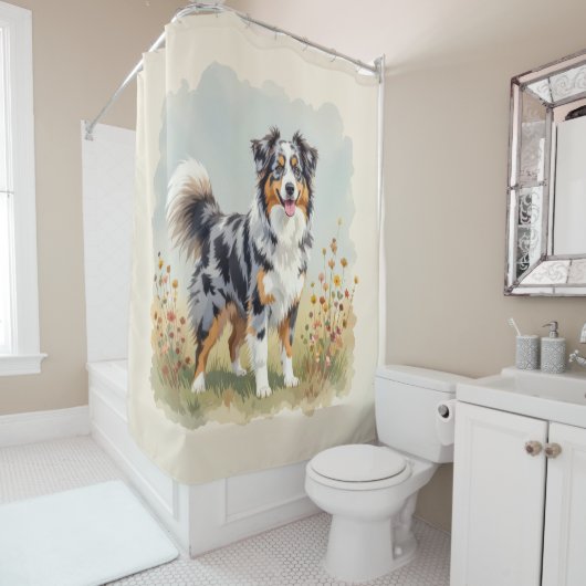 Australian Shepherd Dog Merle Long Tail Duschvorhang (Beispiel)