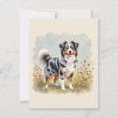 Australian Shepherd Dog Merle Long Tail Einladung (Vorderseite)