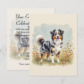 Australian Shepherd Dog Merle Long Tail Einladung