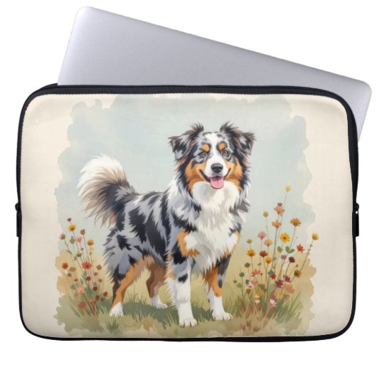 Australian Shepherd Dog Merle Long Tail Laptopschutzhülle (Vorderseite)