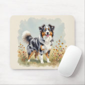 Australian Shepherd Dog Merle Long Tail Mousepad (Mit Mouse)