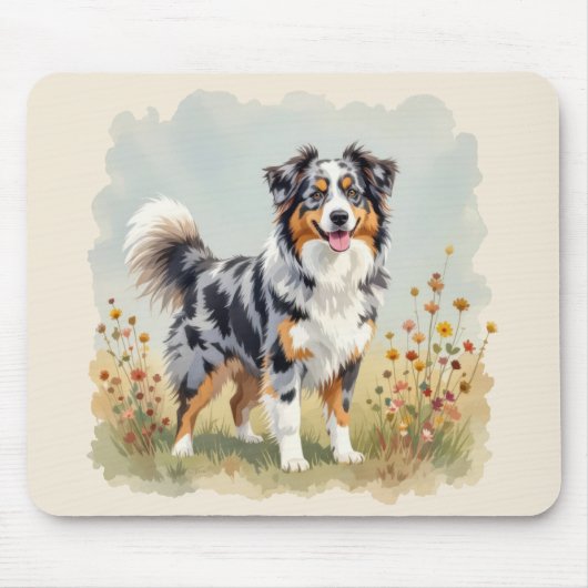 Australian Shepherd Dog Merle Long Tail Mousepad (Vorne)