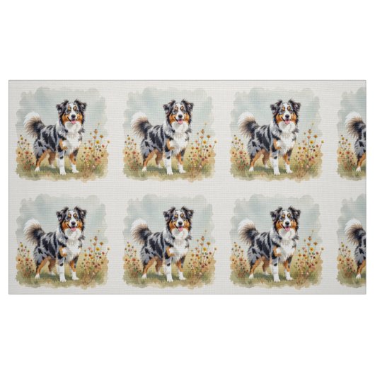 Australian Shepherd Dog Merle Long Tail Stoff (Fat Quarter (45,7 x 55,9 cm))