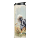 Australian Shepherd Dog Merle Long Tail Thermosbecher (Nach links gedreht)