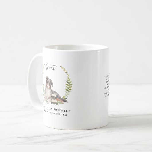 Australian Shepherd Dog | Monogramm Kaffeetasse (Vorderseite Links)