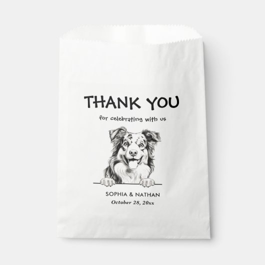 Australian Shepherd Dog Personalisiert Danke Geschenktütchen (Vorderseite)