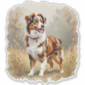 Australian Shepherd Dog Red Merle Aussie Aufkleber (Vorderseite)