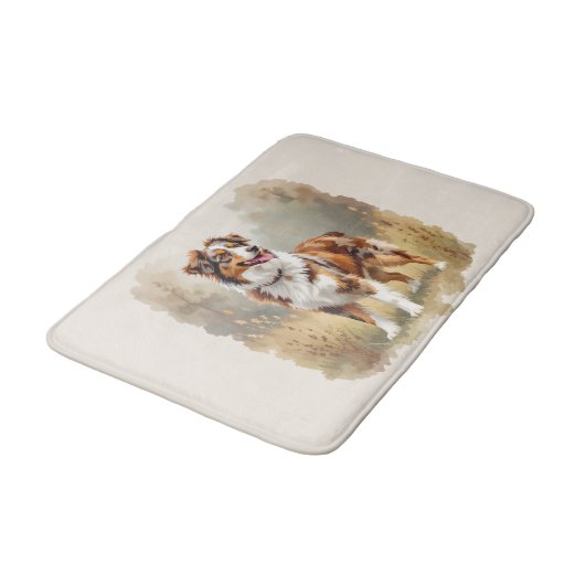 Australian Shepherd Dog Red Merle Aussie Badematte (Schrägansicht)