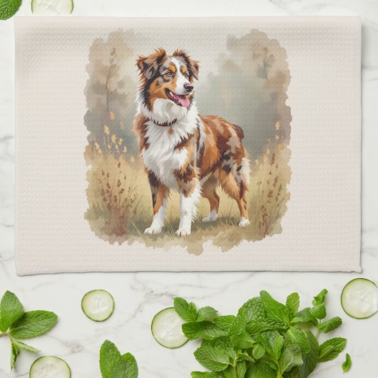 Australian Shepherd Dog Red Merle Aussie Geschirrtuch (Gefaltet)