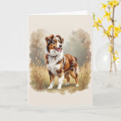 Australian Shepherd Dog Red Merle Aussie Karte (Gelbe Blume)