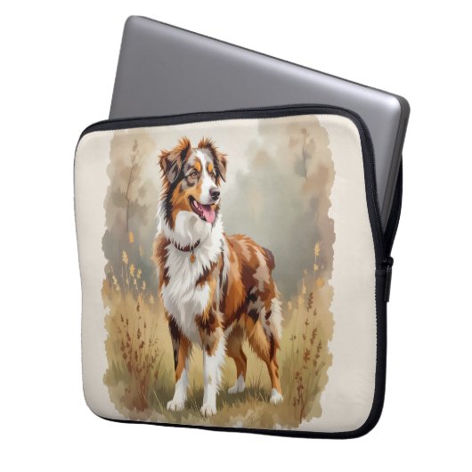 Australian Shepherd Dog Red Merle Aussie Laptopschutzhülle (Vorderseite Links)