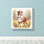 Australian Shepherd Dog Red Merle Aussie Leinwanddruck (Insitu (Holzboden))