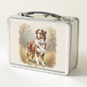 Australian Shepherd Dog Red Merle Aussie Metall Brotdose (Rückseite)