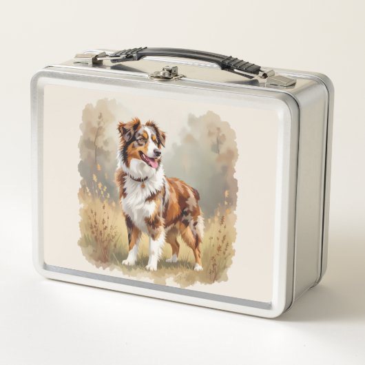Australian Shepherd Dog Red Merle Aussie Metall Brotdose (Vorderseite)