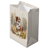 Australian Shepherd Dog Red Merle Aussie Mittlere Geschenktüte (Vorderseite Schrägansicht)