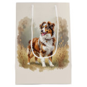 Australian Shepherd Dog Red Merle Aussie Mittlere Geschenktüte (Rückseite)