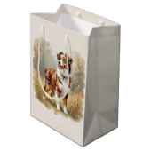 Australian Shepherd Dog Red Merle Aussie Mittlere Geschenktüte (Rückseite Schrägansicht)