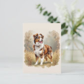 Australian Shepherd Dog Red Merle Aussie Postkarte (Stehend Vorderseite)