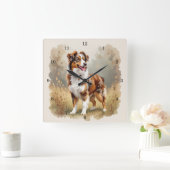 Australian Shepherd Dog Red Merle Aussie Quadratische Wanduhr (Zuhause)
