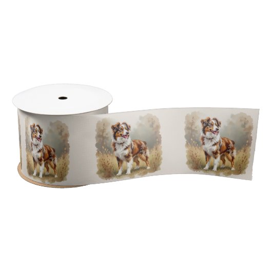 Australian Shepherd Dog Red Merle Aussie Satinband (Spule)