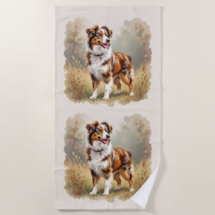 Australian Shepherd Dog Red Merle Aussie Strandtuch