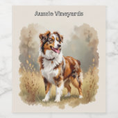Australian Shepherd Dog Red Merle Aussie Weinetikett (Einzelnes Label)