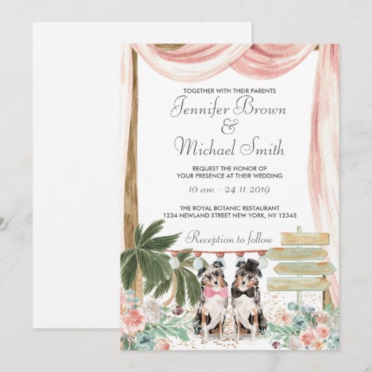 Australian Shepherd Dog Rustic Einladung (Vorne/Hinten)