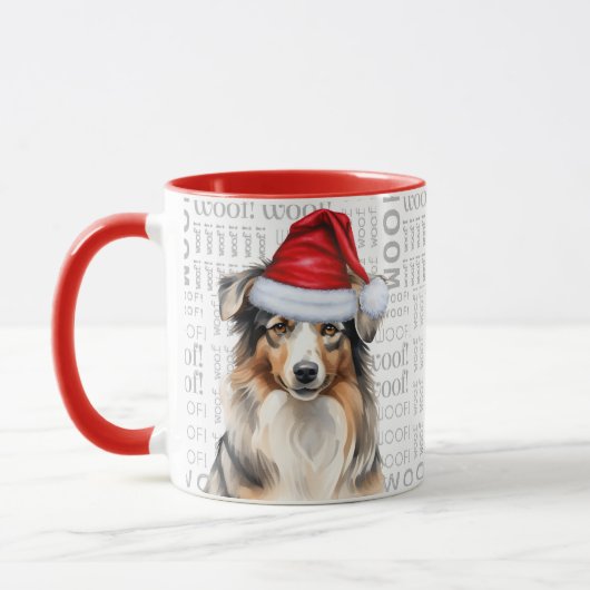 Australian Shepherd Dog Santa Christmas Tasse (Links)