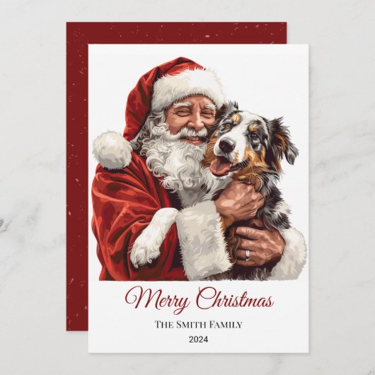 Australian Shepherd Dog Santa Claus Weihnachten (Vorne/Hinten)