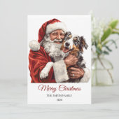 Australian Shepherd Dog Santa Claus Weihnachten (Stehend Vorderseite)