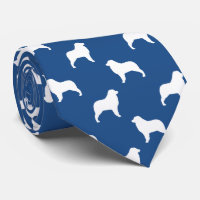 Australian Shepherd Dog Silhouettes Pattern Blue