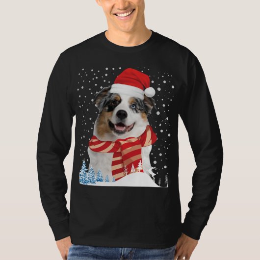 Australian Shepherd Dog Ugly Christmas Sweater Fun T-Shirt (Vorderseite)