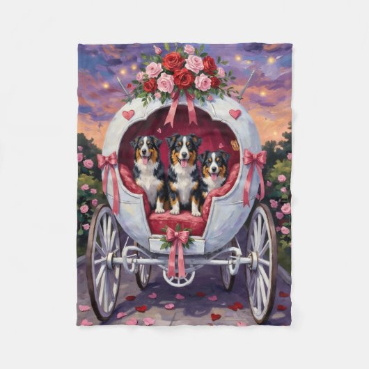 Australian Shepherd Dog Valentine's Day  Fleecedecke (Vorderseite)
