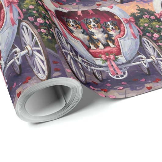 Australian Shepherd Dog Valentine's Day  Geschenkpapier (Rolleneckpunkt)