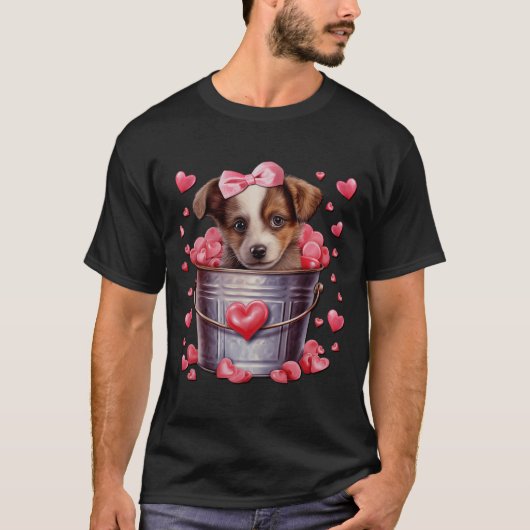 Australian Shepherd Dog Valentines Puppy Love Hear T-Shirt (Vorderseite)