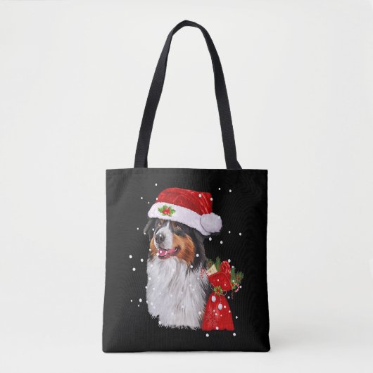Australian Shepherd Dog Weihnachtsmannmütze Weihna Tasche (Vorderseite)