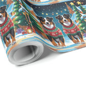 Australian Shepherd Dogs Christmas Snow Holiday Geschenkpapier (Rolleneckpunkt)