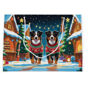 Australian Shepherd Dogs Christmas Snow Holiday Große Geschenktüte (Vorderseite)