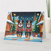 Australian Shepherd Dogs Christmas Snow Holiday Karte (Vorderseite)