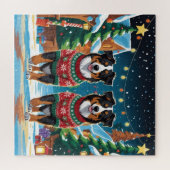 Australian Shepherd Dogs Christmas Snow Holiday Puzzle (Horizontal)