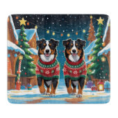 Australian Shepherd Dogs Christmas Snow Holiday Schneidebrett (Vorderseite)