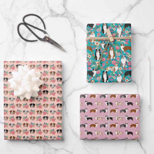 Australian Shepherd Dogs Geschenkpapier Set (Vorderseite)