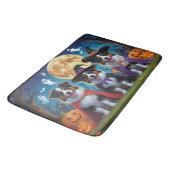 Australian Shepherd Dogs Pumpkin Halloween Funny Badematte (Schrägansicht)