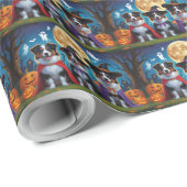 Australian Shepherd Dogs Pumpkin Halloween Funny Geschenkpapier (Rolleneckpunkt)