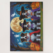 Australian Shepherd Dogs Pumpkin Halloween Funny Puzzle (Vertikal)